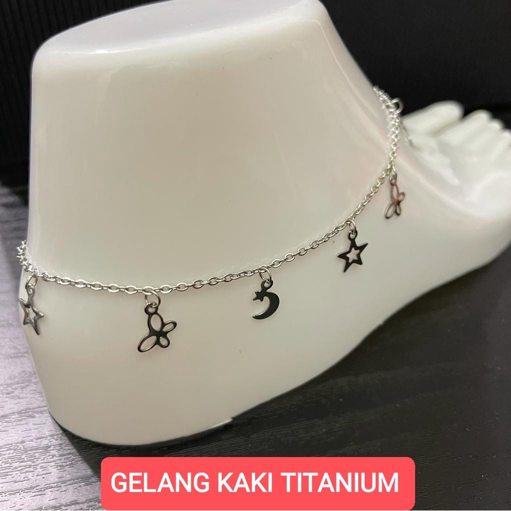 GELANG KAKI TITANIUM WANITA SILVER/EMAS /GELANG KAKI WANITA TERLARIS/GELANG KAKI WANITA TERMURAH/GELANG KAKI XUPING