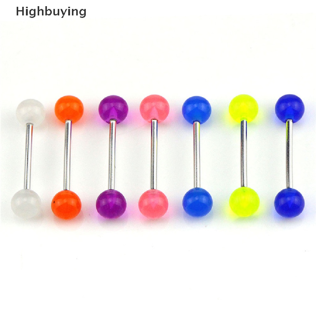 Hbid 7PCS / Set Anting Tindik Lidah / Tubuh Bentuk Barbel Glow In The Dark Glory