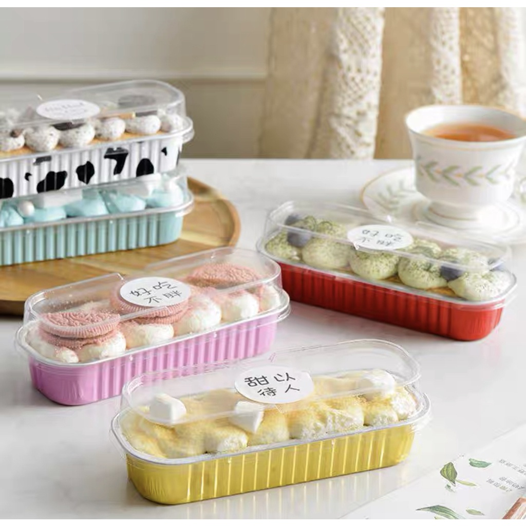 Tray aluminium foil motif dan warna lucu untuk macaroni pasta pudding kue bake oven tray makanan