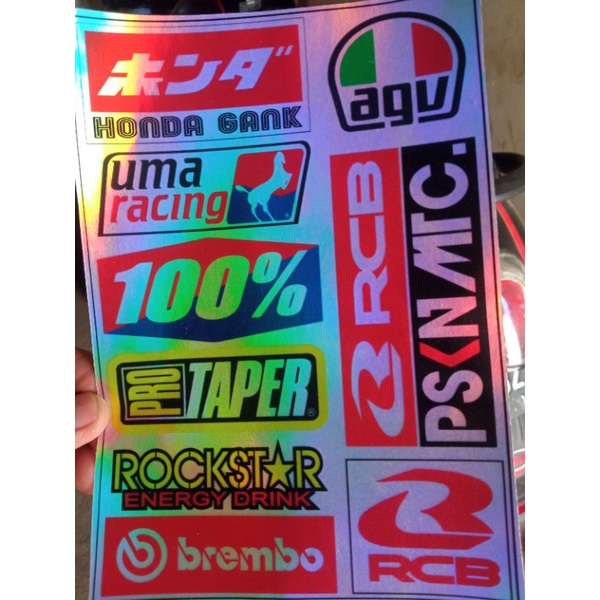 Stiker Pack Sponsor Racing Hologram Honda Gank Rcb Protaper