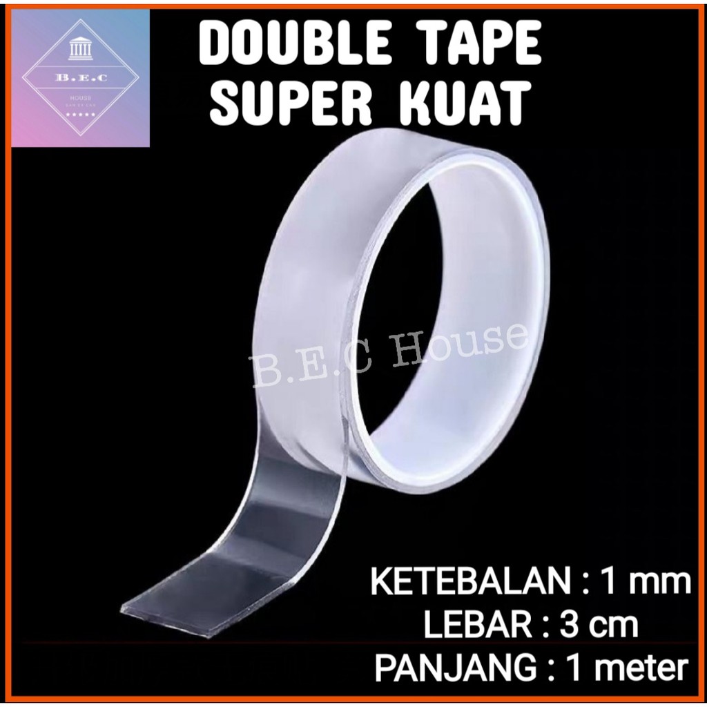 

[1mmX1meter] Double Tape Nano Tape Isolasi Selotip 2 Sisi Kuat Dicuci Tanpa Bekas Multifungsi