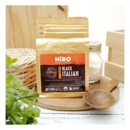 Hibo, Organic Coffee Bean (Biji Kopi Organik) Black Italian 100gr