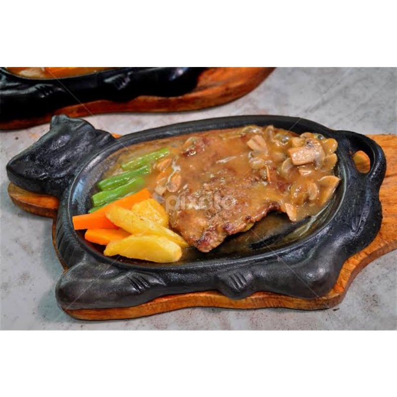 

PROMO STEAK HOT PLATE TEFLON TEBAL BONUS TATAKAN KAYU DAN JEPIT