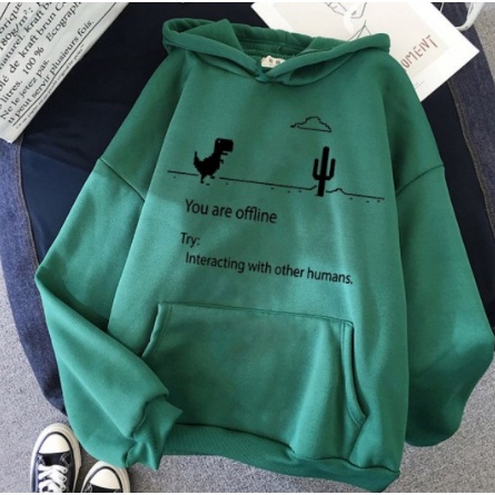 TokoFashion. MC Sweater YOU ARE OFFLINE - Sweater Hoodie Wanita Dino-5