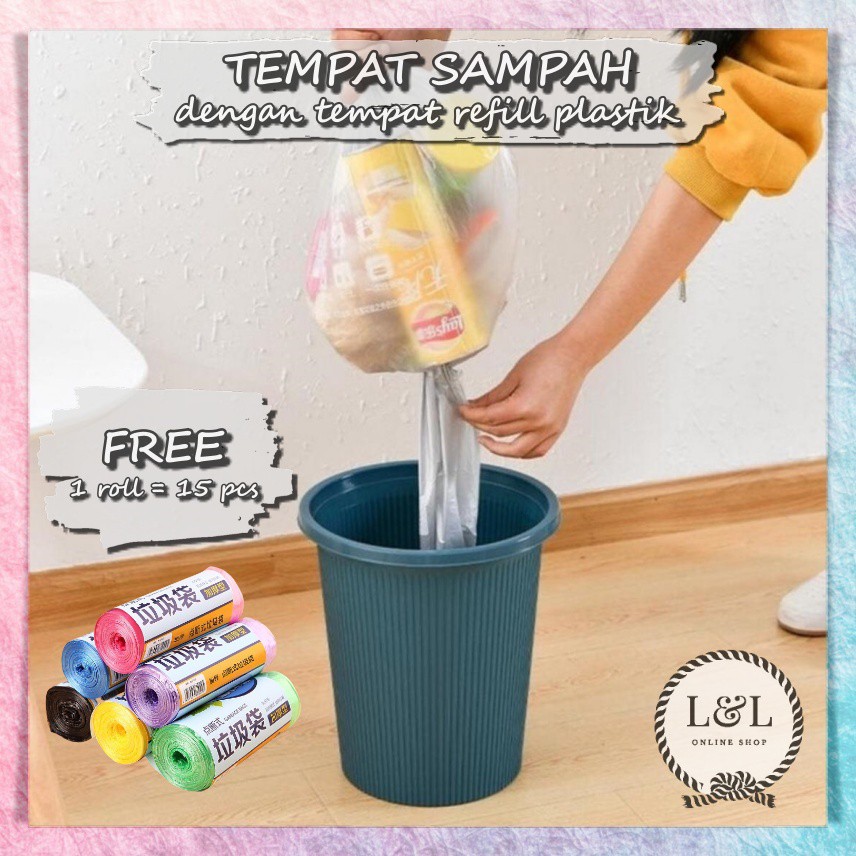 Tong Sampah Portable dengan Tempat Kantong Plastik Sampah Refill / Isi Ulang Roll / Gulungan