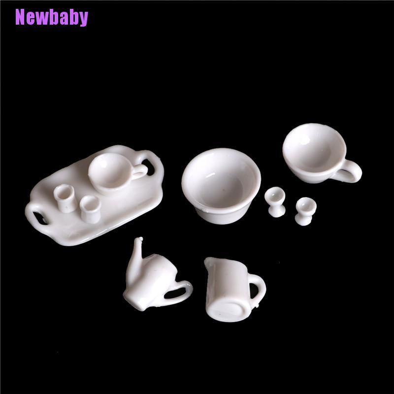 (Newbaby) 10pcs / Set Miniatur Peralatan Minum Teh Untuk Rumah Boneka