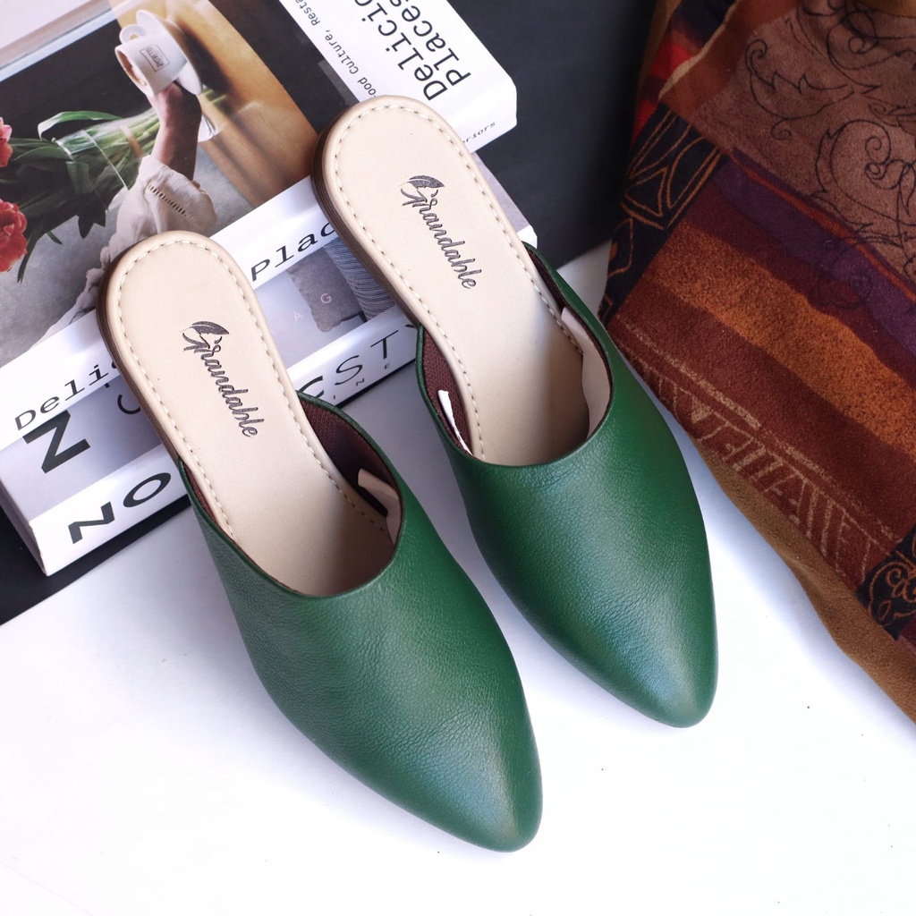 BLUES  Sepatu Flat Wanita Sepatu Slip On Wanita FlatShoes Slop Kulit Asli Sepatu Kerja Cewe Semi Formal Kekinian Original