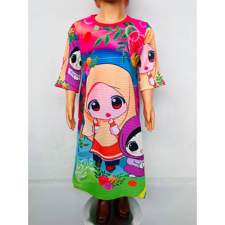 DL88 I PAKET HEMAT DRES NAIK TURUN  ANAK PEREMPUAN ISI 3 PCS MOTIF RANDOM