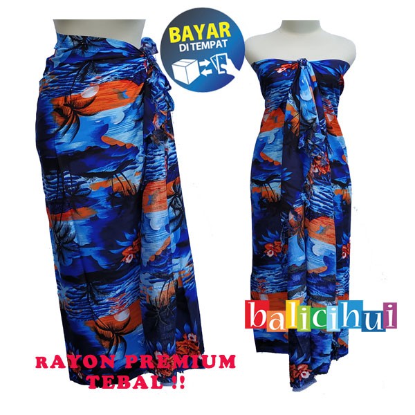 Balicihui Kain Pantai Motif Sunset Sarung Pantai Bali Printing Motif Sunset Rumbai dan Tanpa Rumbai