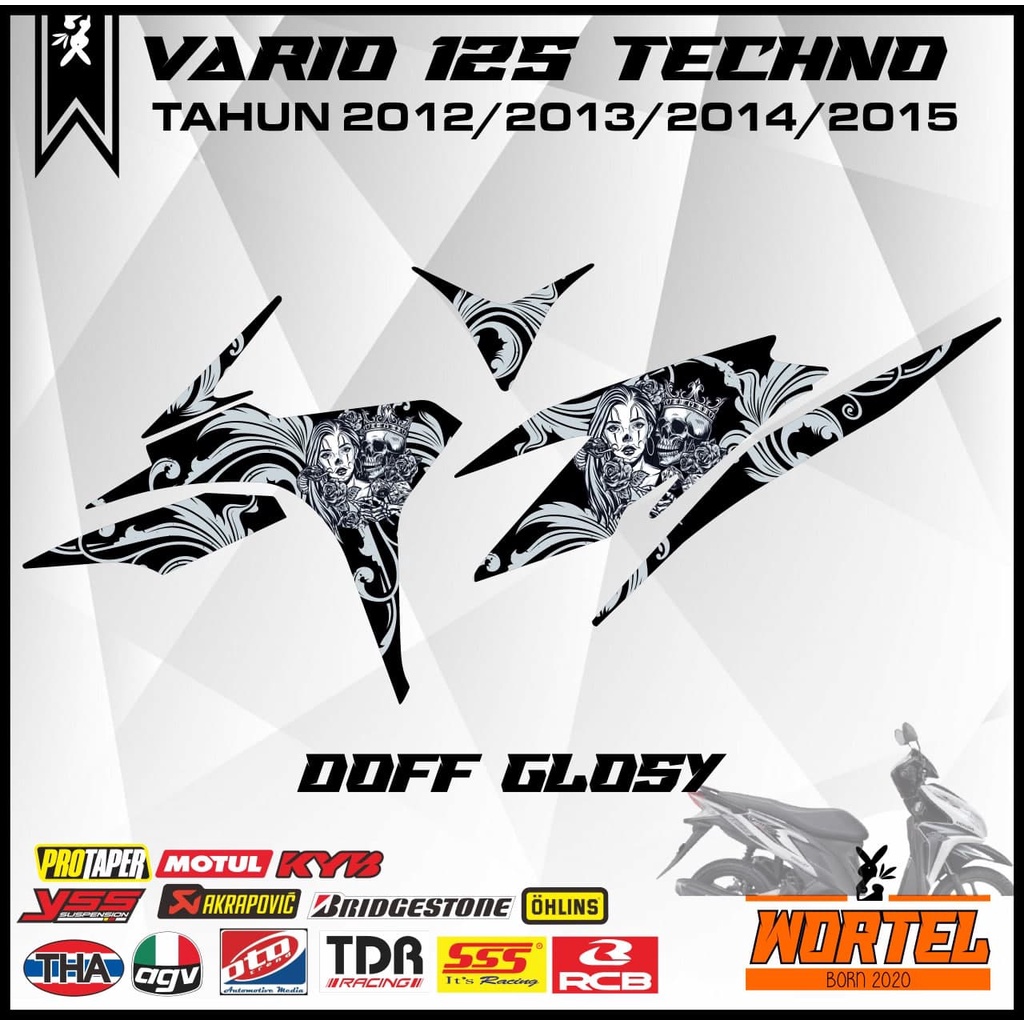 Striping Stiker Lis Decal Motor Vario Techno 125 Skull (Tahun 2012/2013/2014/2015/Vario 125 Old)