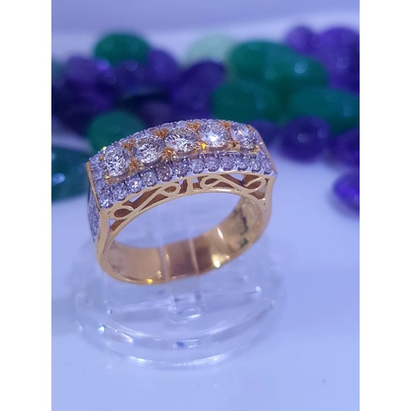 Cincin Berlian Emas Kuning Model litring berlian besar
