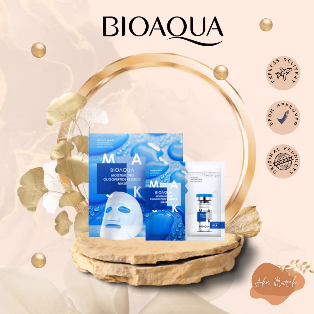 ✨ AKU MURAH ✨ BIOAQUA Moisturizing Oligopeptide Essence Face Mask Niacinamide Brightening PER BOX (25g×5pcs) BPOM