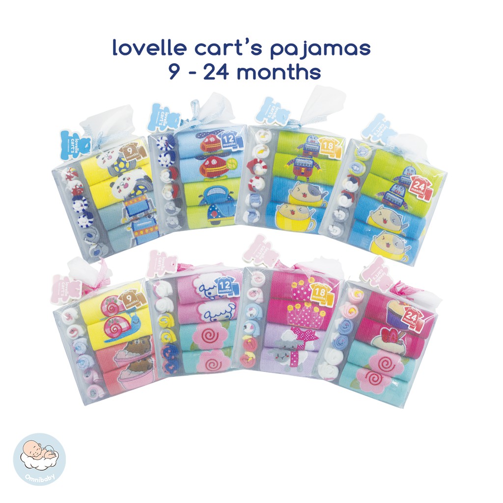 lovelle cart's baby pajamas + kaos kaki (baju  &amp; celana 2 set + 3 set kaos kaki) (9-24 bulan)