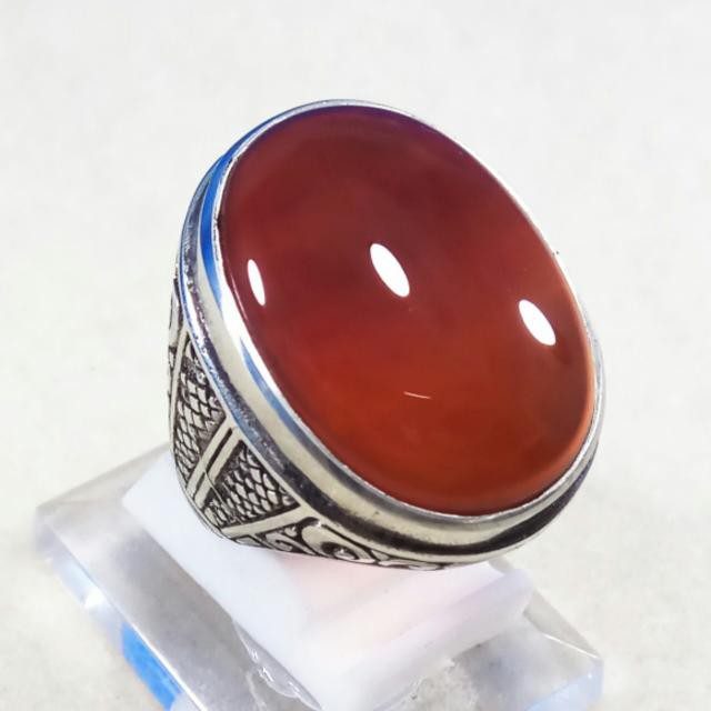 CINCIN BATU AKIK NATURAL RED RAFLESIA REDISH ORANGE BIGSIZE