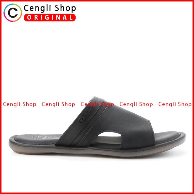 SANDAL SLIDE KULIT HUSH PUPPIES PRIA ORIGINAL CASUAL ASLI HITAM HM28