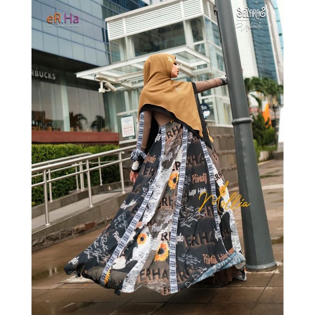 [ER.HA SYARI] GAMIS SYARI TERBARU / DRESS SET PRINTING " MOLLIA SET " by ERHA SYARI