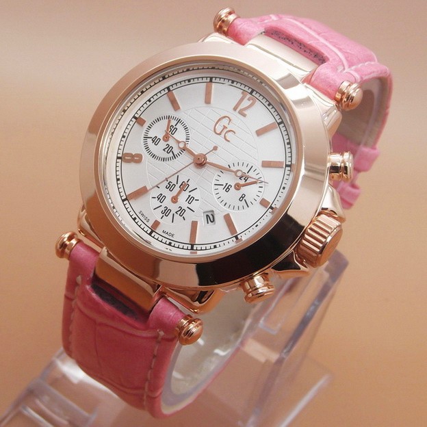 Jam Tangan Gc (Guess Collection) Chrono Kulit PINK/Merah Muda - GC001