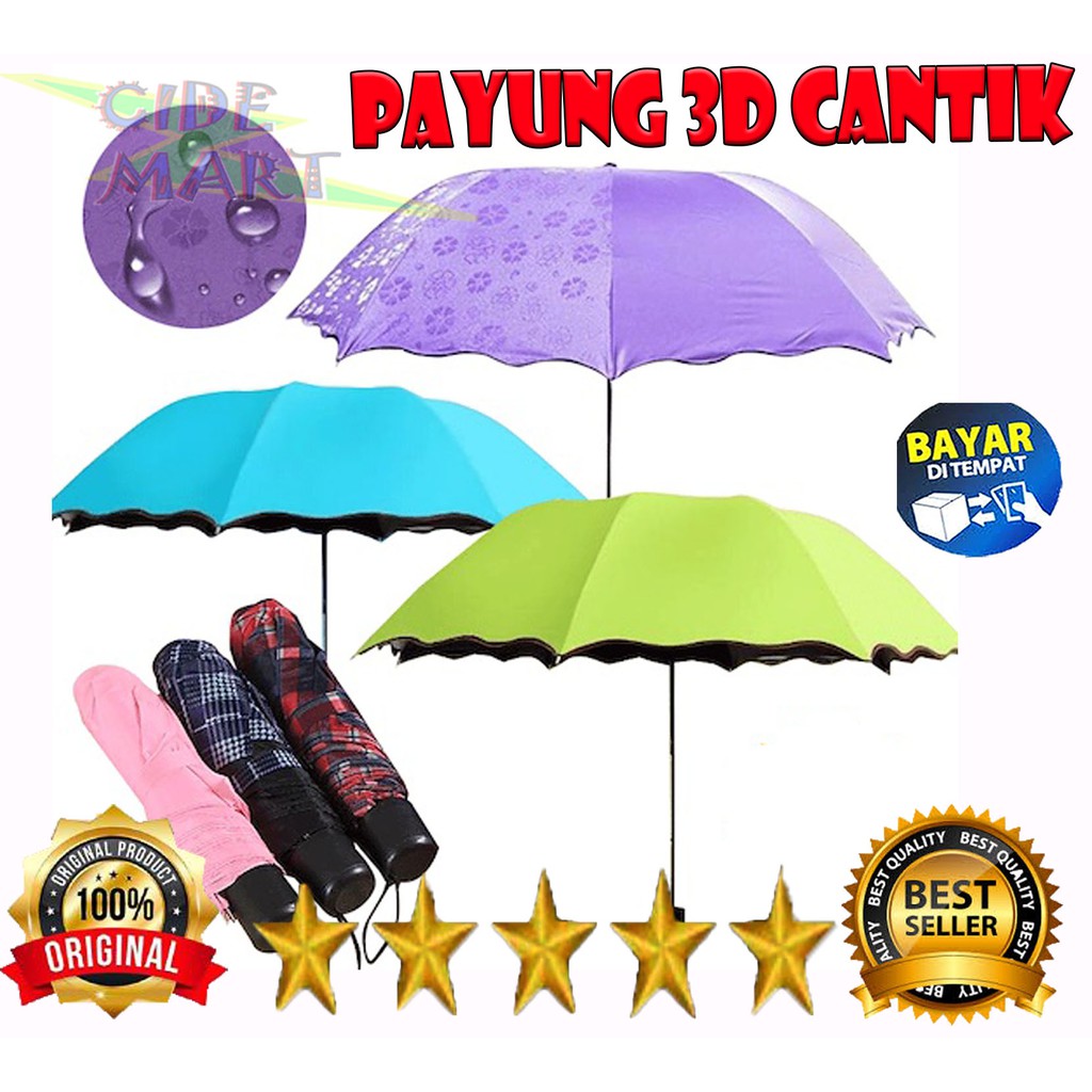 PAYUNG LIPAT MAGIC 3D AJAIB / PAYUNG HUJAN UMBRELLA DIMENSI TIMBUL MOTIF