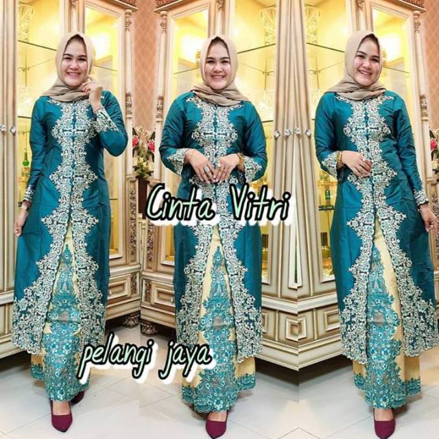 Cinta vitri set kebaya modern bahan taveta dove size M sampai XXL