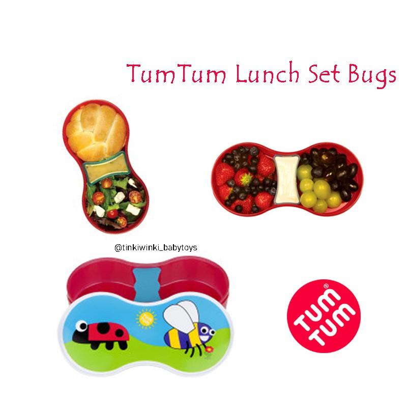 Kotak makan Tumtum Kids Lunch Box Bugs with Dipping Pot separator