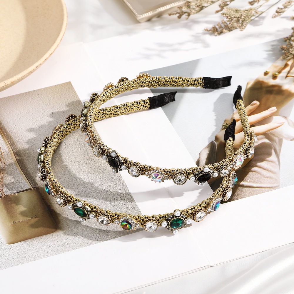 Fashion Rhinestone Pearl Headband Temperament Diamond Crystal Hair Bands for Women Hair Accessories