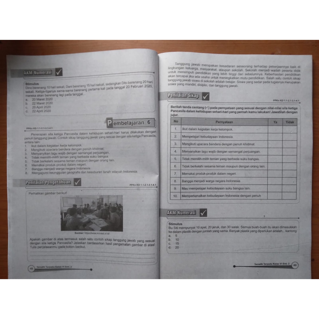 Inspirasi TEMATIK TERPADU UNTUK SD/MI KELAS 1,2,3,4,5, dan 6 Semester 1 dan 2 Dilengkapi soal-soal HOTS-4