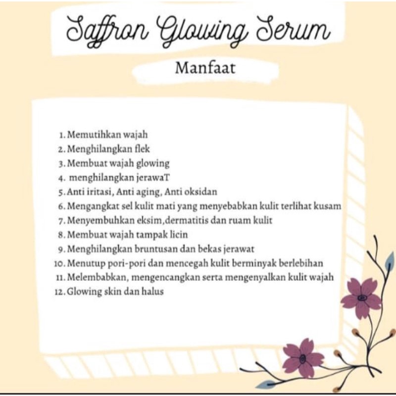 SERUM SAFRON GLOWING EXTRA LEMON/SERUM SAFRON ORY/SERUM SAFRON MURAH/