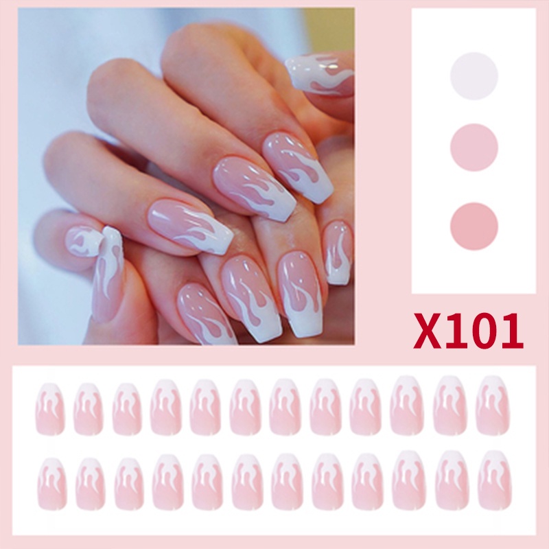 3D Kuku Palsu 24pcs/(FREE LEM)Set DIY Instant Nail Art Fake Nails Bridal Wedding Akrilik/24 pcs Kuku Palsu 3D / Stiker Kuku Palsu / Kuku Palsu Premium With Box/ Pemoles Kuku-G033