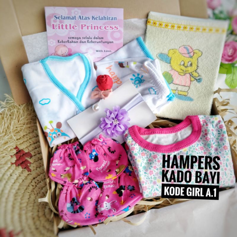 Hampers Paket Set Kado Lahiran Perlengkapan Bayi Perempuan Newborn Lengkap A1