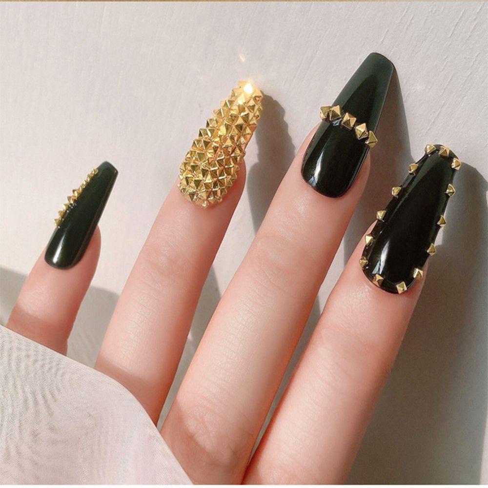 Preva 200Pcs / Kantong Hiasan Kuku 3D DIY Bahan Metal Untuk Nail Art