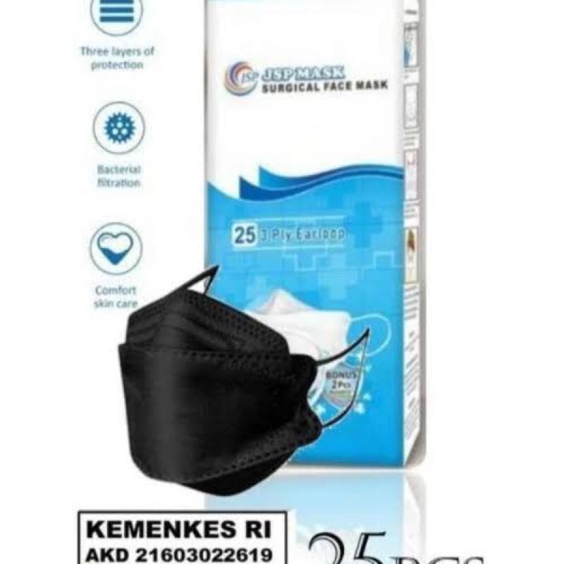 masker kf94 jsp mask isi 25 pcs - hitam