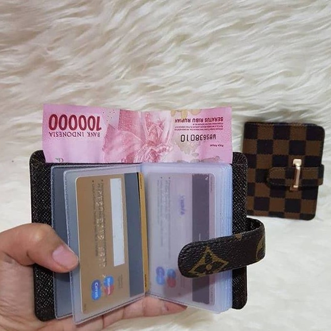 BAJ Tempat Dompet Kartu Nama ATM Koin Card Pouch Holder Kulit Mini Murah Gawang Besi Import WanitA TF055