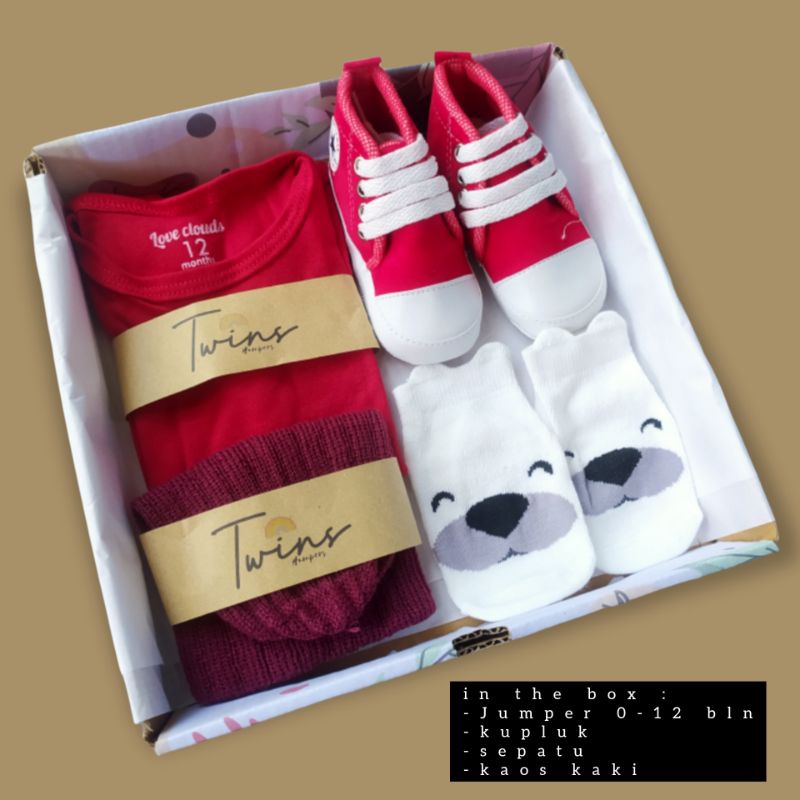 Hampers bayi/ hampers baby newbron / gift box / kado lahiran-Merah 1