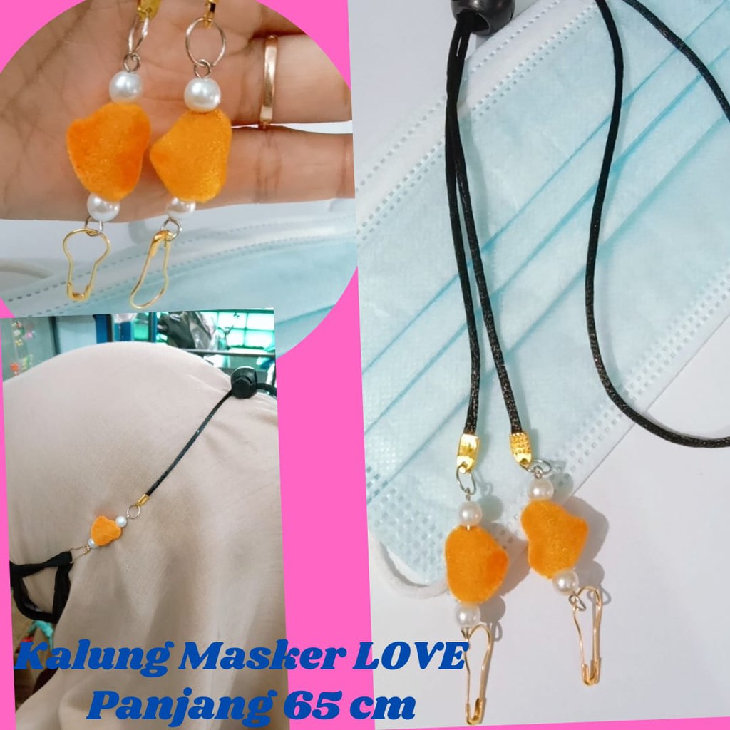 TALI MASKER KALUNG MASKER STRAP MASK LOVE  Strap Mask Mute Kalung Masker Manik LOVE strap mask hijab