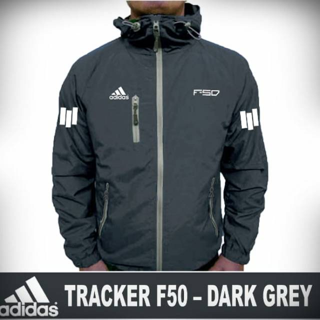 Jaket Tracker Hoodie Sporty F50 Warna  Abu  Tua  Jaket Gunung 