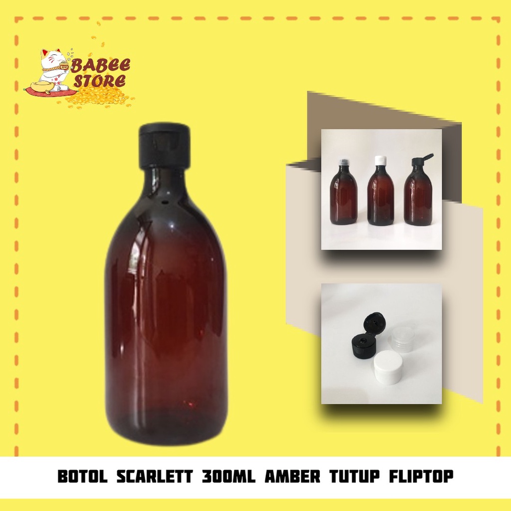 BOTOL 300ML AMBER FLIPTOP IMPORT BOTOL ISI ULANG / BOTOL PLASTIK  SCARLETT AMBER 300ML OVAL