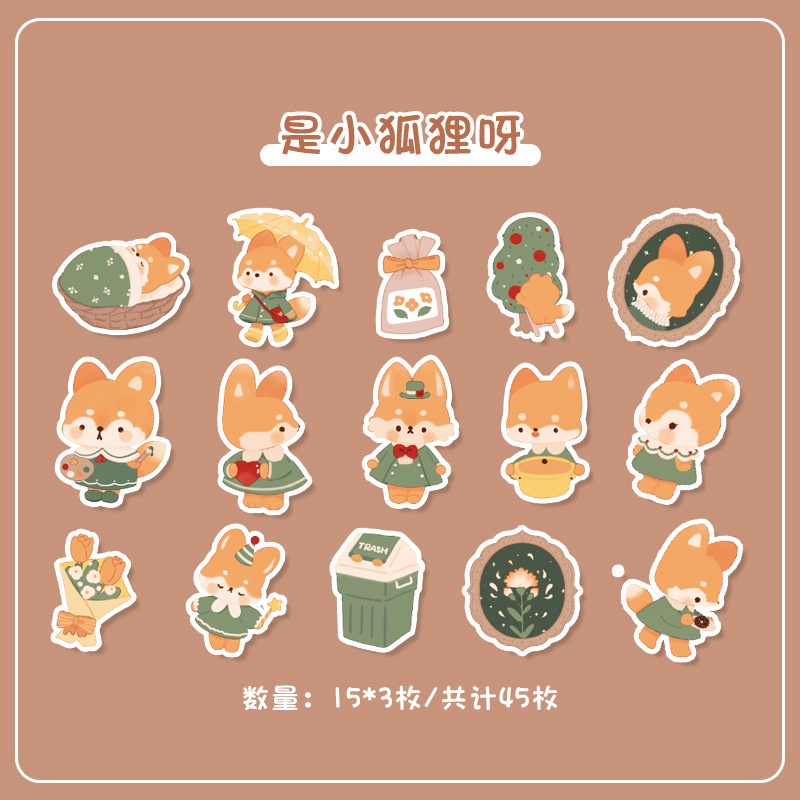 imoda 45 lembar/kotak Stiker Kartun Lucu DIY Scrapbooking Dekorasi Stiker Alat Tulis-B
