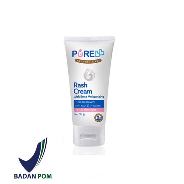 Pure BB Baby RASH CREAM 50gr Efektif Mengatasi Ruam Susu / Popok &amp; Iritasi with Extra Moisturizing