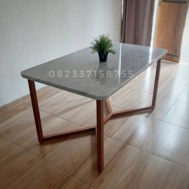 Meja Makan Marmer Carrara Kaki Besi Custom | Shopee Indonesia