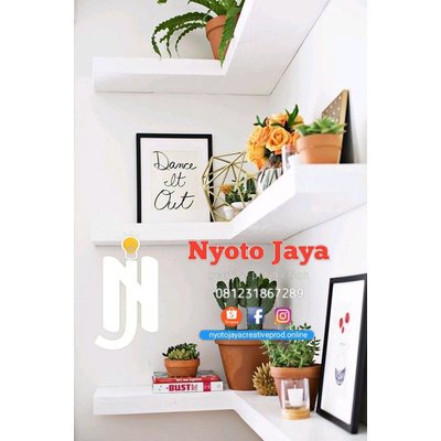 Rak Dinding Sudut Minimalis Kayu Jati