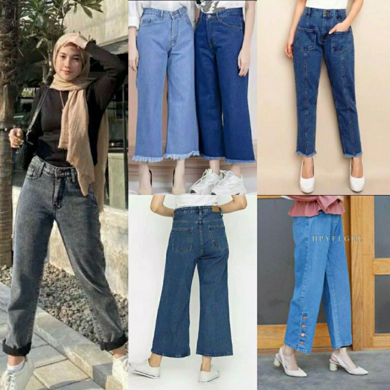 HW Jeans Highwaist Boyfriend Kulot || Pull&Bear