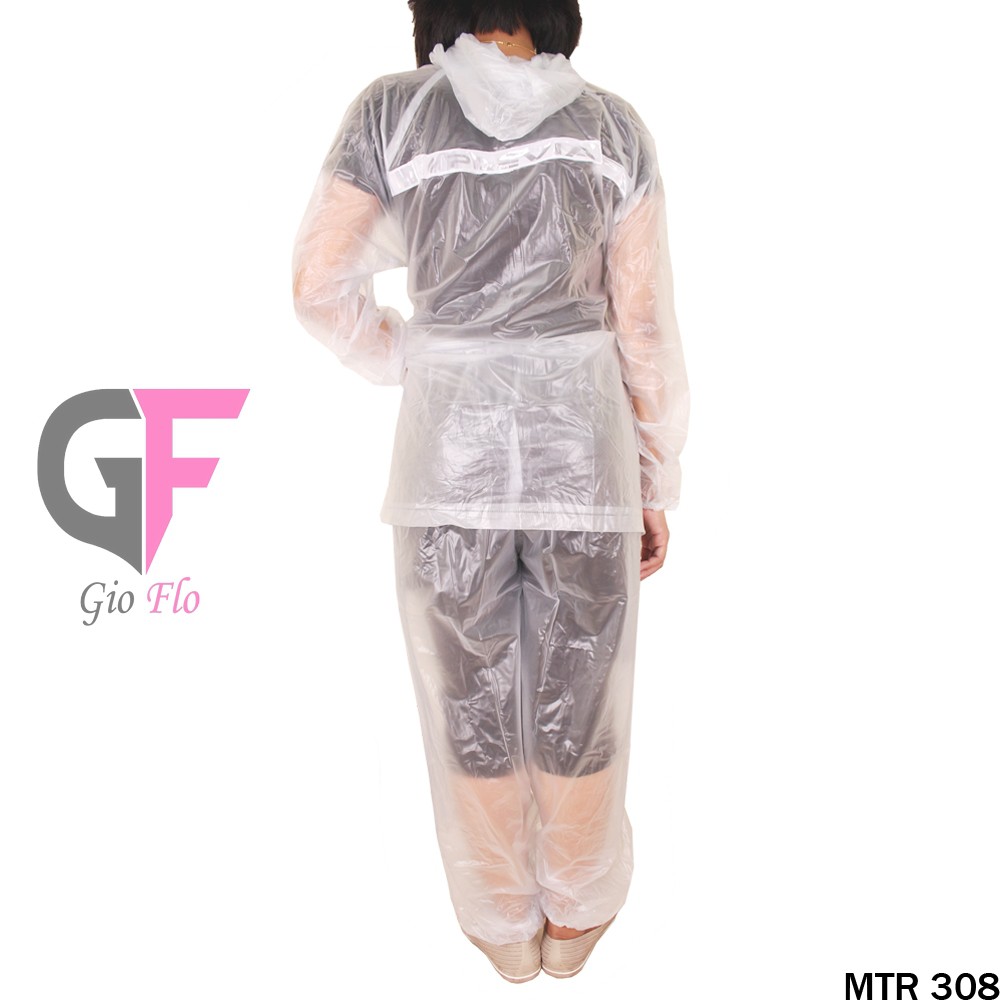 GIOFLO Jas Hujan Atasan Dan Bawahan Transparan White / MTR 308