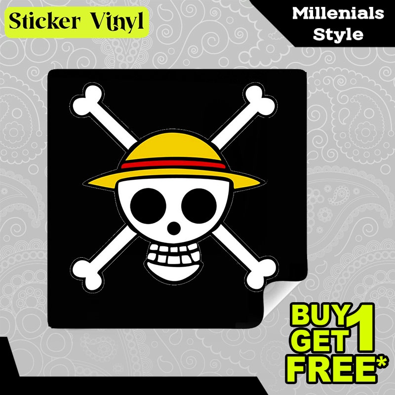 

Stiker Sticker One Piece Luffy Logo Serial Animasi Anime Jepang Populer Aesthetic Bahan Vinyl Satuan Anti Air