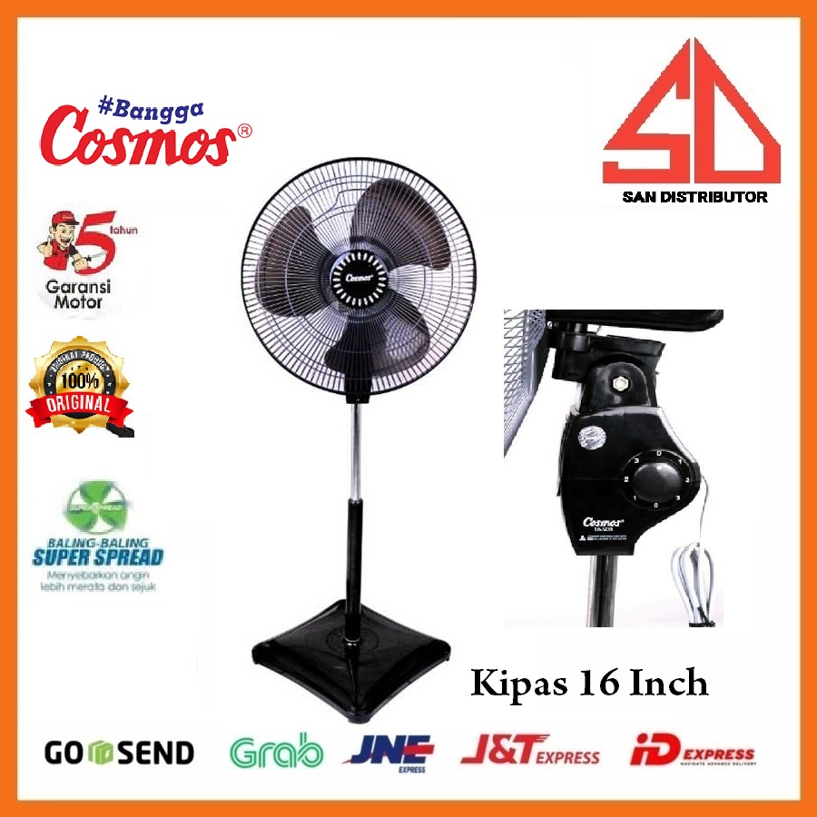 KIPAS ANGIN COSMOS STAND FAN 16 SDB - Black 16 INCH ORI BERGRANSI