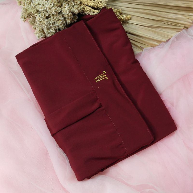 MARYAM JERSEY BERGO TALI HIJAB INSTAN ORIGINAL JERSEY SUPER NON PER-Maroon