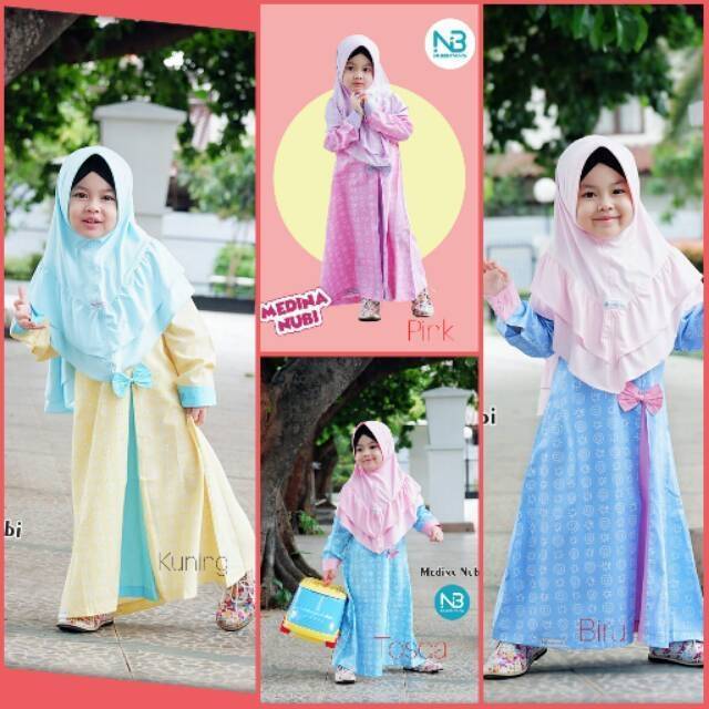  BAJU  MUSLIM  ANAK  PEREMPUAN GAMIS ANAK  MEDINA NUBI  