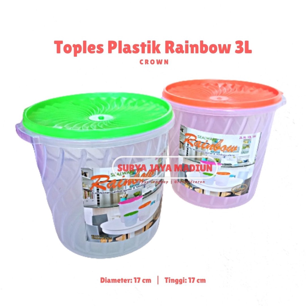 Toples Plastik 3L Rainbow | Toples Keripik | Toples Jajan