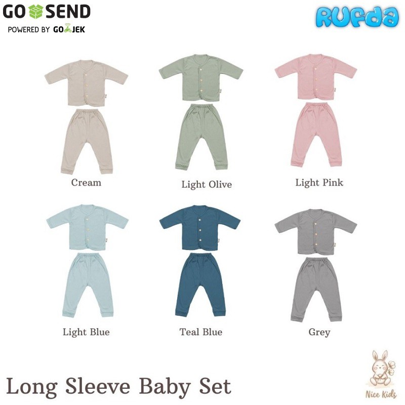 Nice Kids Long Sleeve Baby Set Piyama Panjang Celana Bayi Polos NiceKids