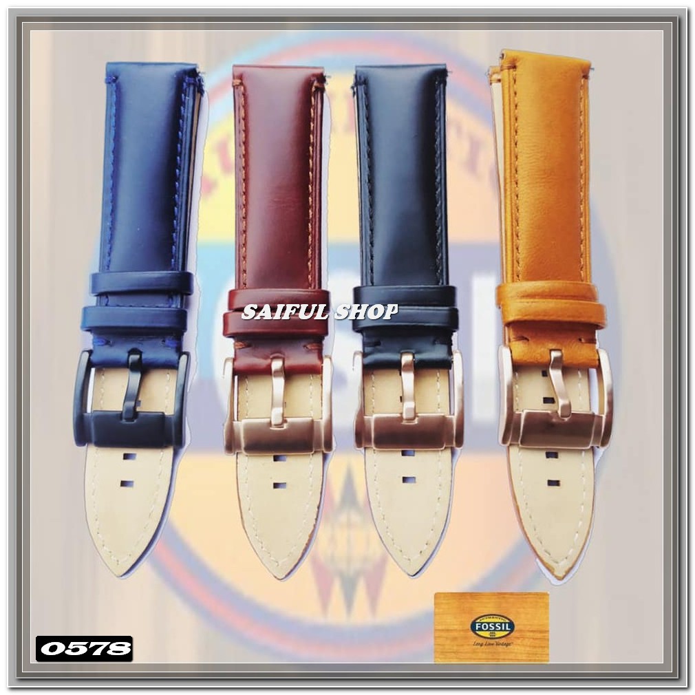 Original STRAP TALI KULIT JAM TANGAN FOSSIL PRIA 22MM Premium Kekinian