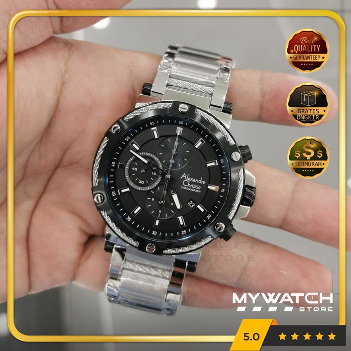 Jam Tangan Pria Alexander Christie AC 6561 AC6561 Alexandre Original Silver Black